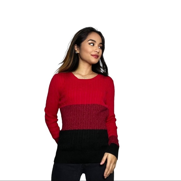 Karen Scott  Women's Long Sleeve Crew Neck Ribbed Colorblocked Sweater Size‎ S - Picture 1 of 9